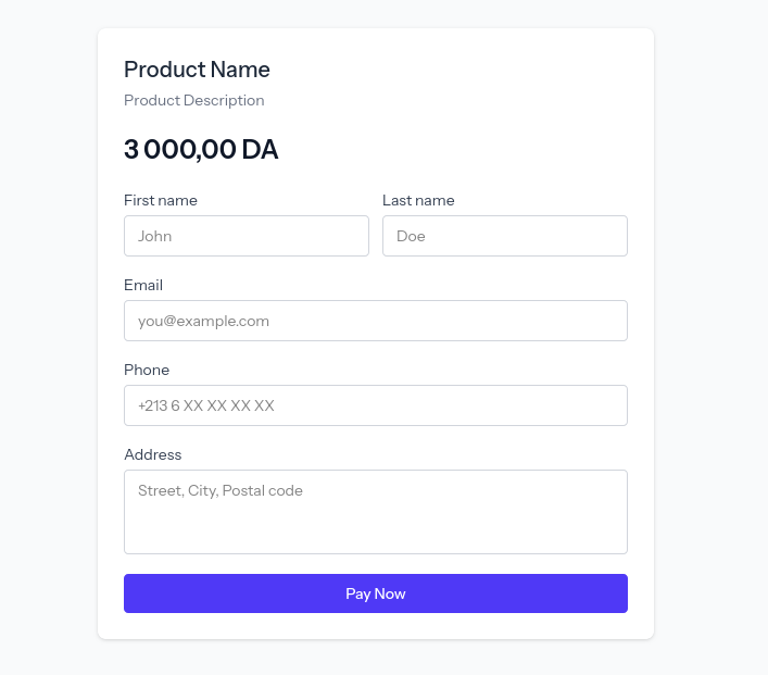 product form page